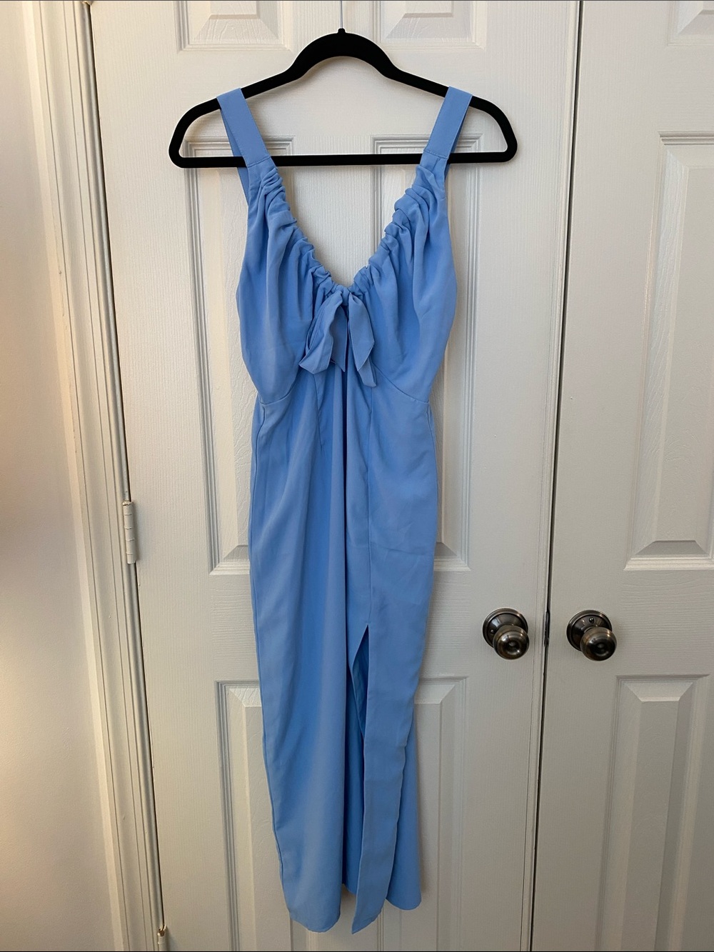 Abercrombie & Fitch Light Blue Women's Tie-Front Maxi Dress